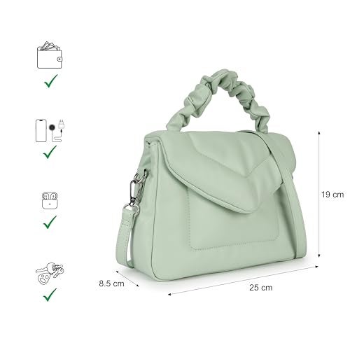 Fastrack Ruched Handle Satchel Bag for Women | Faux Leather Handbag with Dual Compartments, Organiser Pockets and Structured Silhouette | Stylish Day-to-Night Bag for Office and Weekend Outings - Image 4