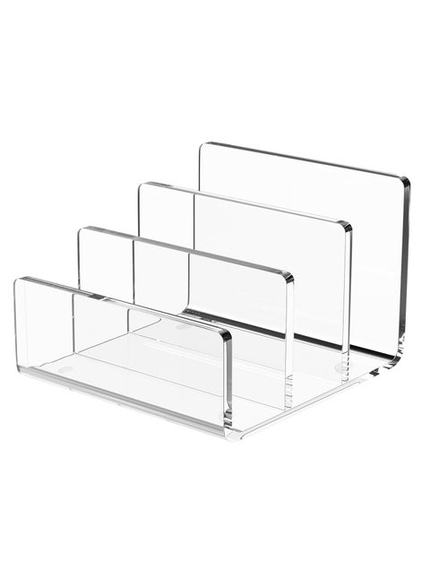 Acrylic File Sorter, Upright File Organizer for Desk, Mail Organizer Countertop, File Holder for Letter, Document, Notebook, Clear, 3 Sections (6.8"X3.9"X4")