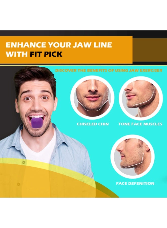 FIT PICK Pro Jawline Exerciser Tool Men&Women,Tones Face,Jaw&Neck,Jaw Exerciser Help Defines Jawline,Jawline Exerciser Helps Reduce Craving Stress Jaw Liner Tools For Men&Women,Jawline Shaper (Purple, Intermediate-Advanced) (Intermediate-Advanced (Purple)) - Image 3