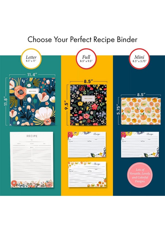 Jot & Mark Jot & Mark 8.5" x 11" 3 Ring Recipe Binder with Spill-Proof Clear Binder Sleeves Sheet Protector, 30 Dual-Sided Recipe Card Pages for Written & Printed Recipes, Tabbed Dividers, Strawberry Wilds  - Image 2