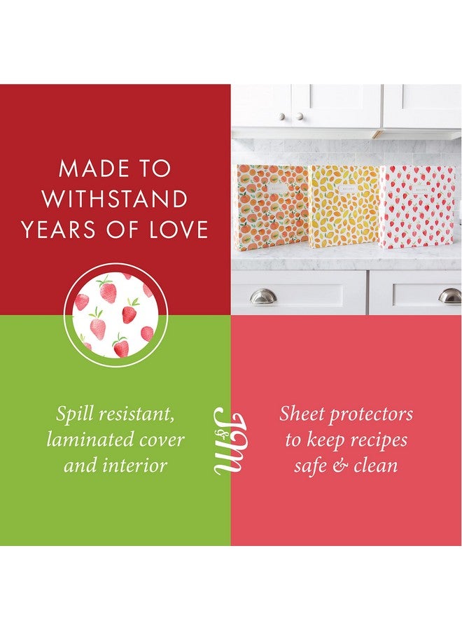 Jot & Mark Jot & Mark 8.5" x 11" 3 Ring Recipe Binder with Spill-Proof Clear Binder Sleeves Sheet Protector, 30 Dual-Sided Recipe Card Pages for Written & Printed Recipes, Tabbed Dividers, Strawberry Wilds  - Image 4