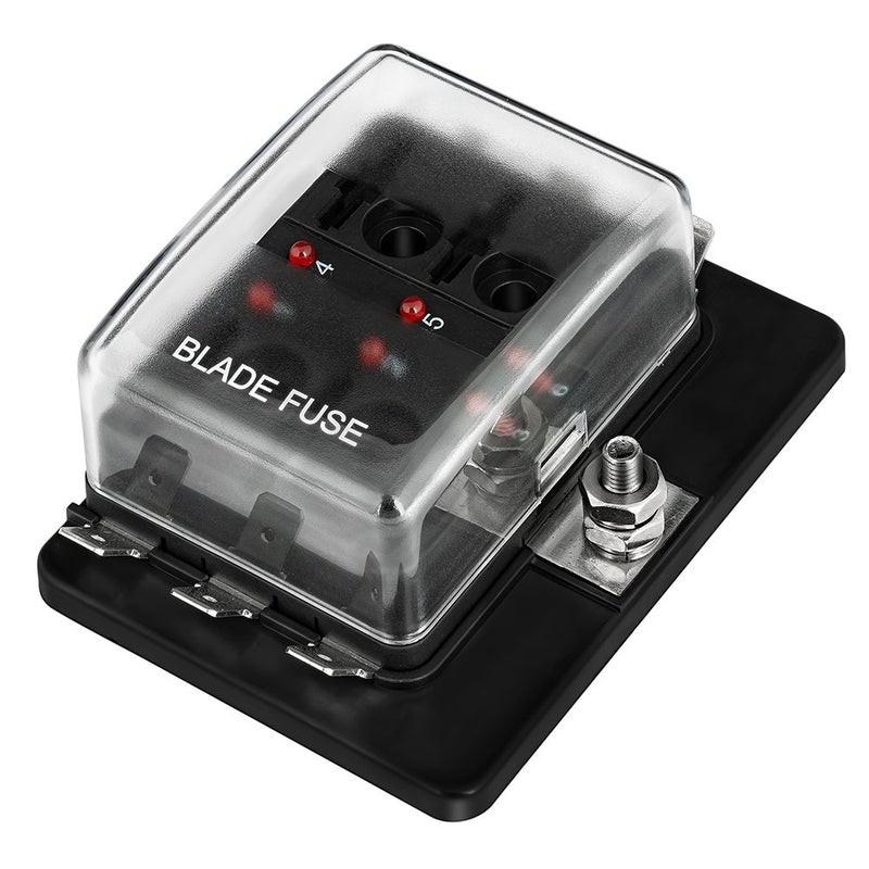 Jtron 6-Way RV Fuse Block Blade Fuse Box DC12~32V 12V Junction Box LED Indicator Fuse Block for Blown Fuse Protection Cover 100 Amps for Automotive Car Boat Marine Trike - Image 1