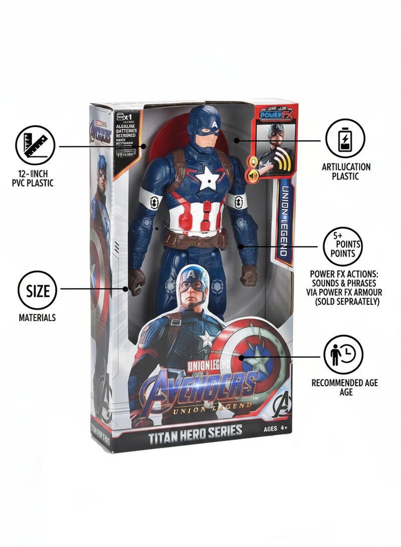 MARVEL Super Hero Titan Hero Comic Captain America Action Figure 30cm | Large Marvel Avengers Superhero Toy for Kids | Big Poseable Captain America Figure for Boys & Girls | Comic-Style Titan Hero Series Action Toy | Collectible Hero Play Figure - Image 4