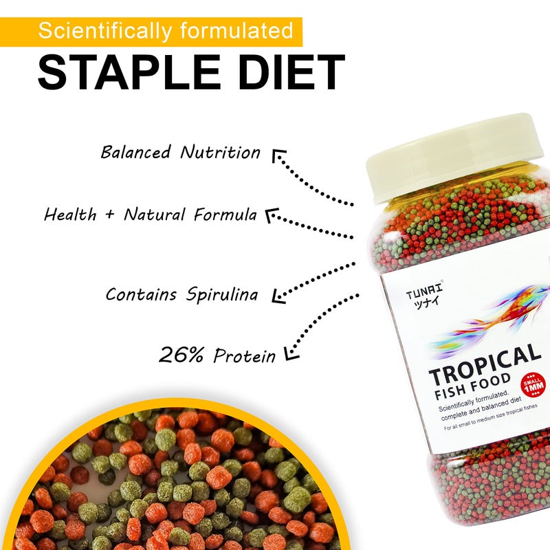 TUNAI طعام الأسماك توناي | 100 جرام | مع 26% بروتين، كريات بحجم 1.2 مم لطعام أسماك الزينة لجميع الأسماك الاستوائية الصغيرة والمتوسطة البالغة - Image 2