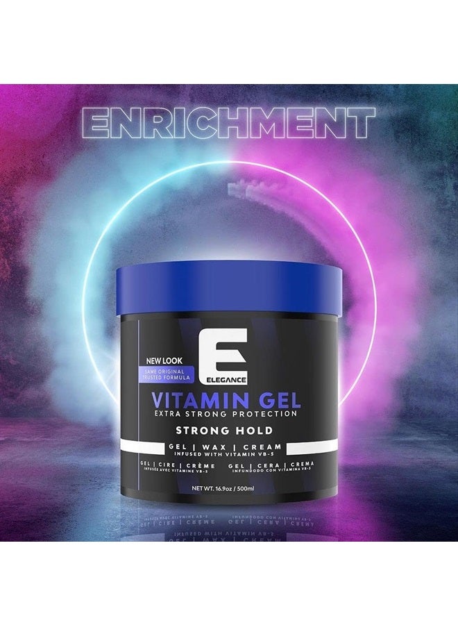 E Elegance جل تصفيف الشعر فيتامين برو-VB5 ثبات قوي 16.9 أونصة - Image 5