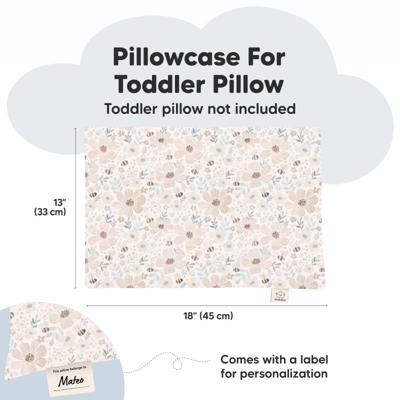 KeaBabies Toddler Pillowcase 13"x18" - Organic Cotton Toddler Pillowcase for Kids, Boys, Girls, Soft & Durable Cotton Cover for Miniature Sleepy Pillows,Cute Colors,Pillow Sold Separately(Flora Vale) - Image 2