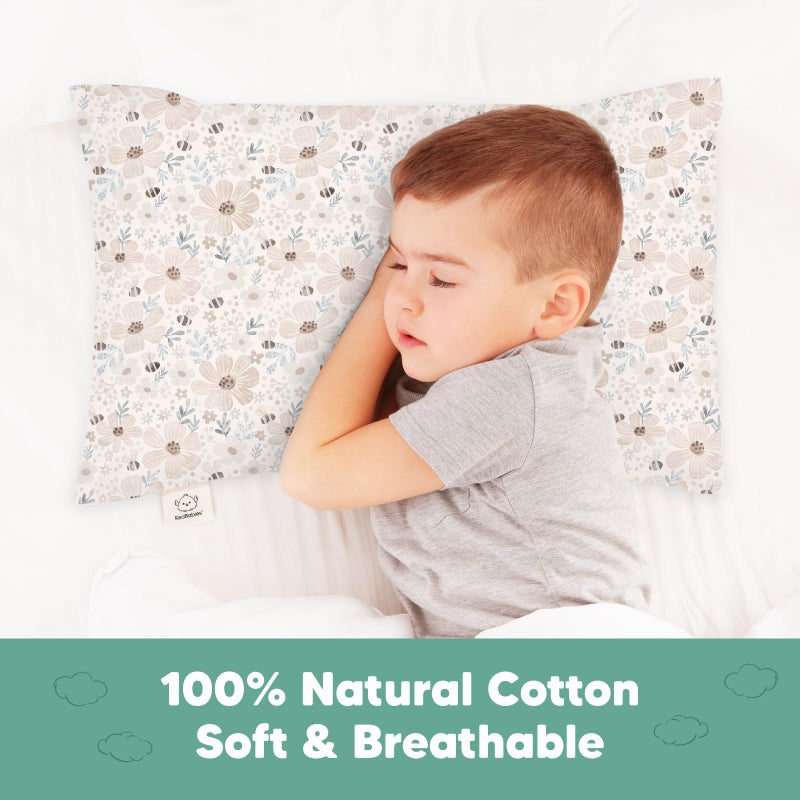KeaBabies Toddler Pillowcase 13"x18" - Organic Cotton Toddler Pillowcase for Kids, Boys, Girls, Soft & Durable Cotton Cover for Miniature Sleepy Pillows,Cute Colors,Pillow Sold Separately(Flora Vale) - Image 3