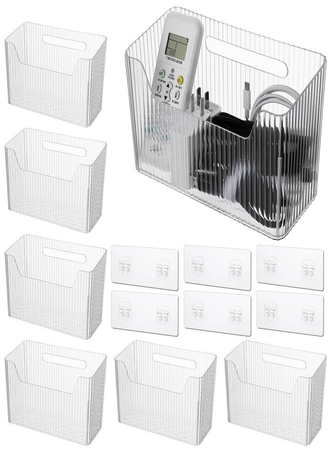 xozeooeu 6 Pack Clear PVC Storage Organizer Bins, Wall Mounted Adhesive Baskets for Cabinet Door, Kitchen, Bathroom & Pantry Organization - Image 1