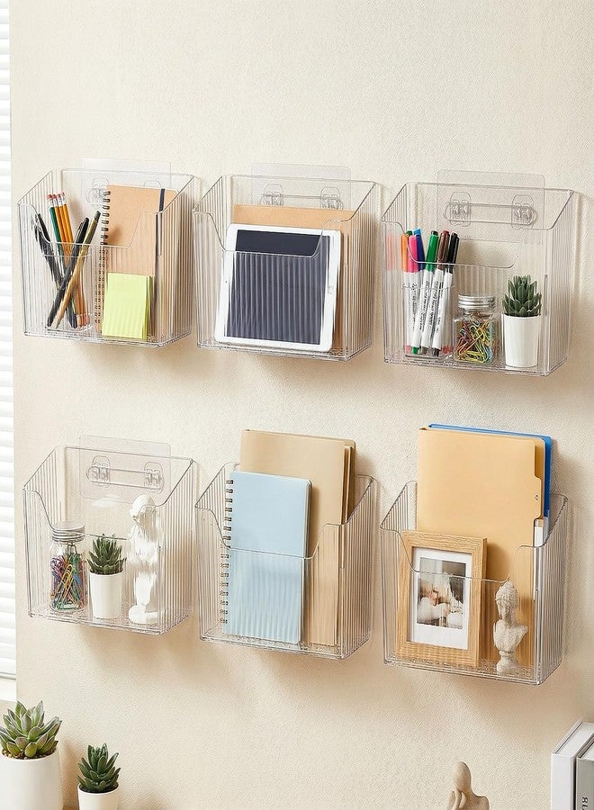 xozeooeu 6 Pack Clear PVC Storage Organizer Bins, Wall Mounted Adhesive Baskets for Cabinet Door, Kitchen, Bathroom & Pantry Organization - Image 5