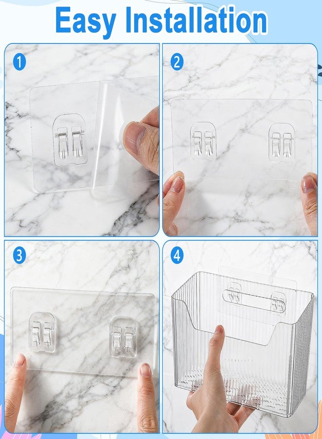 xozeooeu 6 Pack Clear PVC Storage Organizer Bins, Wall Mounted Adhesive Baskets for Cabinet Door, Kitchen, Bathroom & Pantry Organization - Image 4