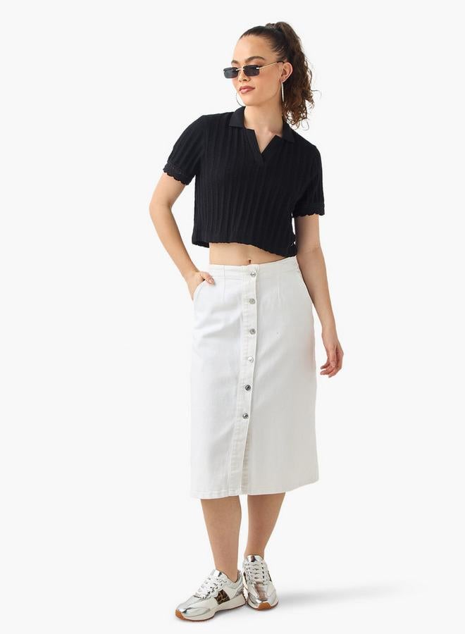 Lee Cooper Textured Collared T-shirt with Short Sleeves - Image 2