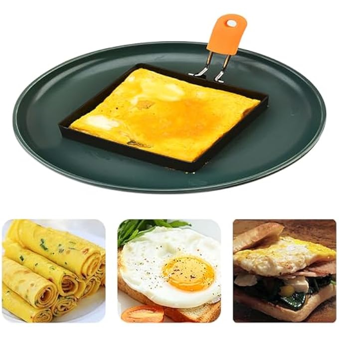 Khazna Square Egg Ring For Frying Egg 2 Pcs 4 Inch Egg Pancake Cooking Rings For Egg Muffins Omelet Maker Non Stick Stainless Steel Fried Egg Ring Pcake Mold - Image 2