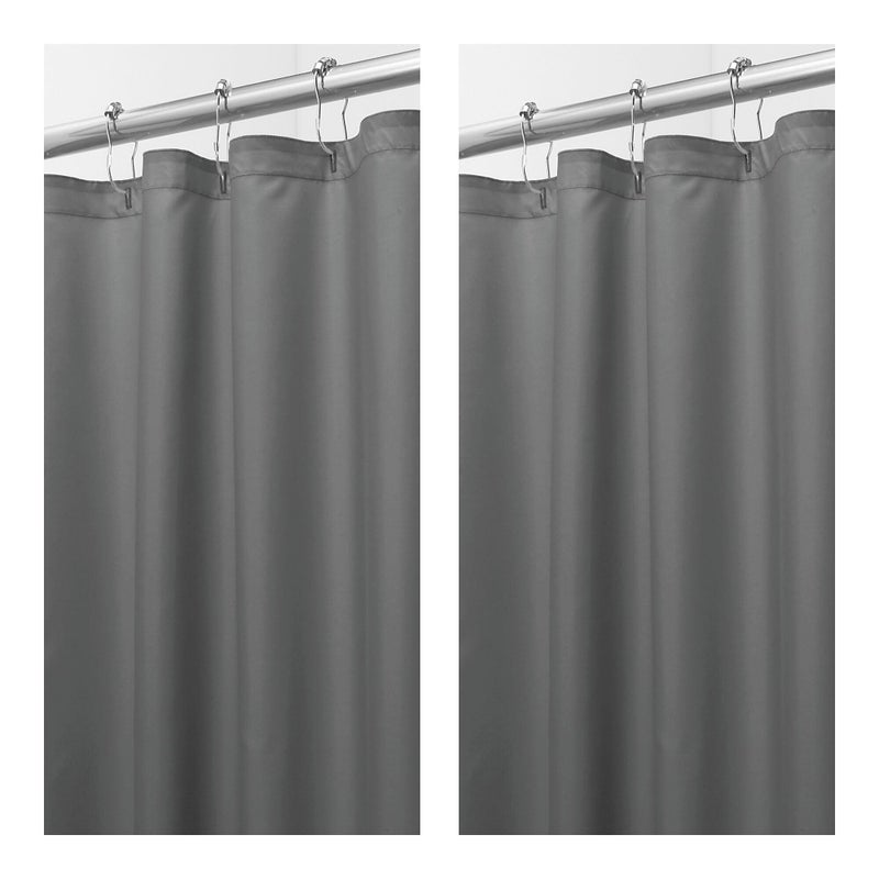 InterDesign iDesign Solid Polyester Shower Curtain - 12 Reinforced Buttonholes - 72"" x 72"" - Set of 2 - Gray - Image 1