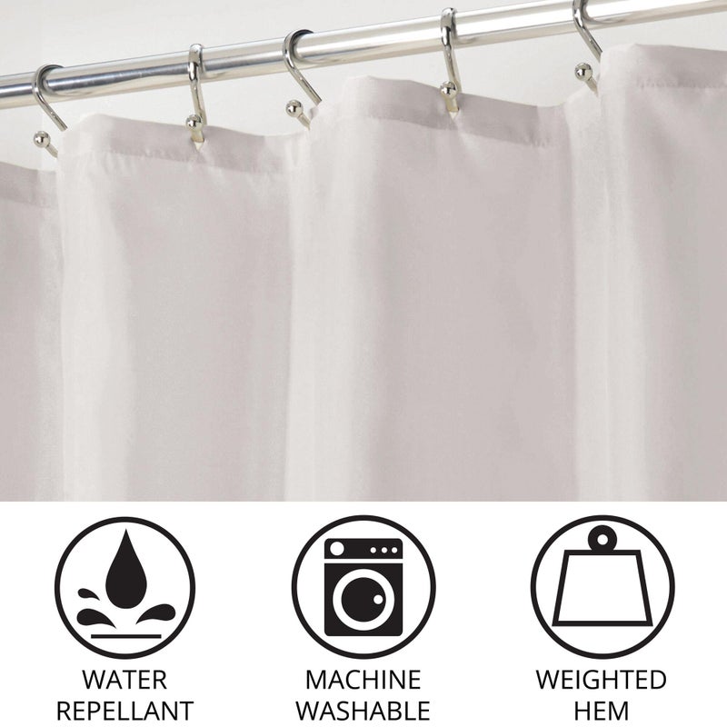 InterDesign iDesign Solid Polyester Shower Curtain - 12 Reinforced Buttonholes - 72"" x 72"" - Set of 2 - Gray - Image 2