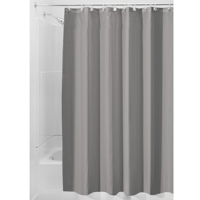 InterDesign iDesign Solid Polyester Shower Curtain - 12 Reinforced Buttonholes - 72"" x 72"" - Set of 2 - Gray - Image 5