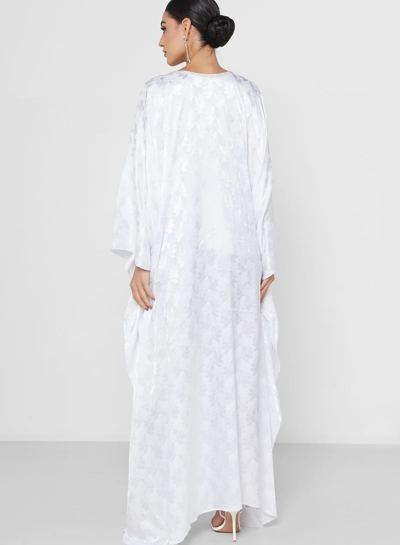 ARABIAN CLOSET Embellished Neck Cape Sleeve Kaftan