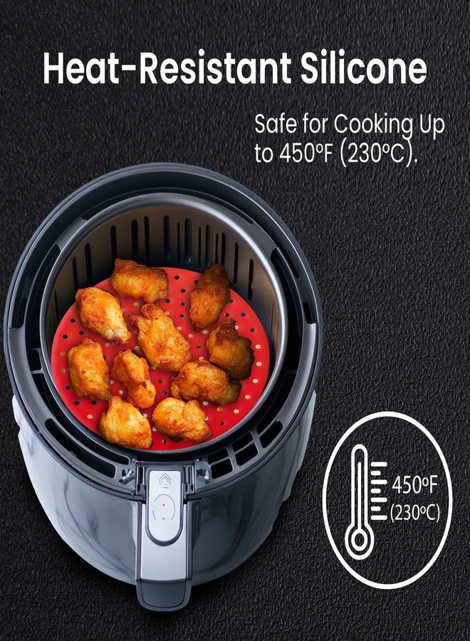 Lotteli Kitchen Reusable Silicone Air Fryer Liners 3 Pack with Air Fryer Magnetic Cheat Sheet, Easy Clean Air Fryer Accessories, Non Stick, AirFryer Accessory Parchment Paper Replacement - 8" Round - Image 3