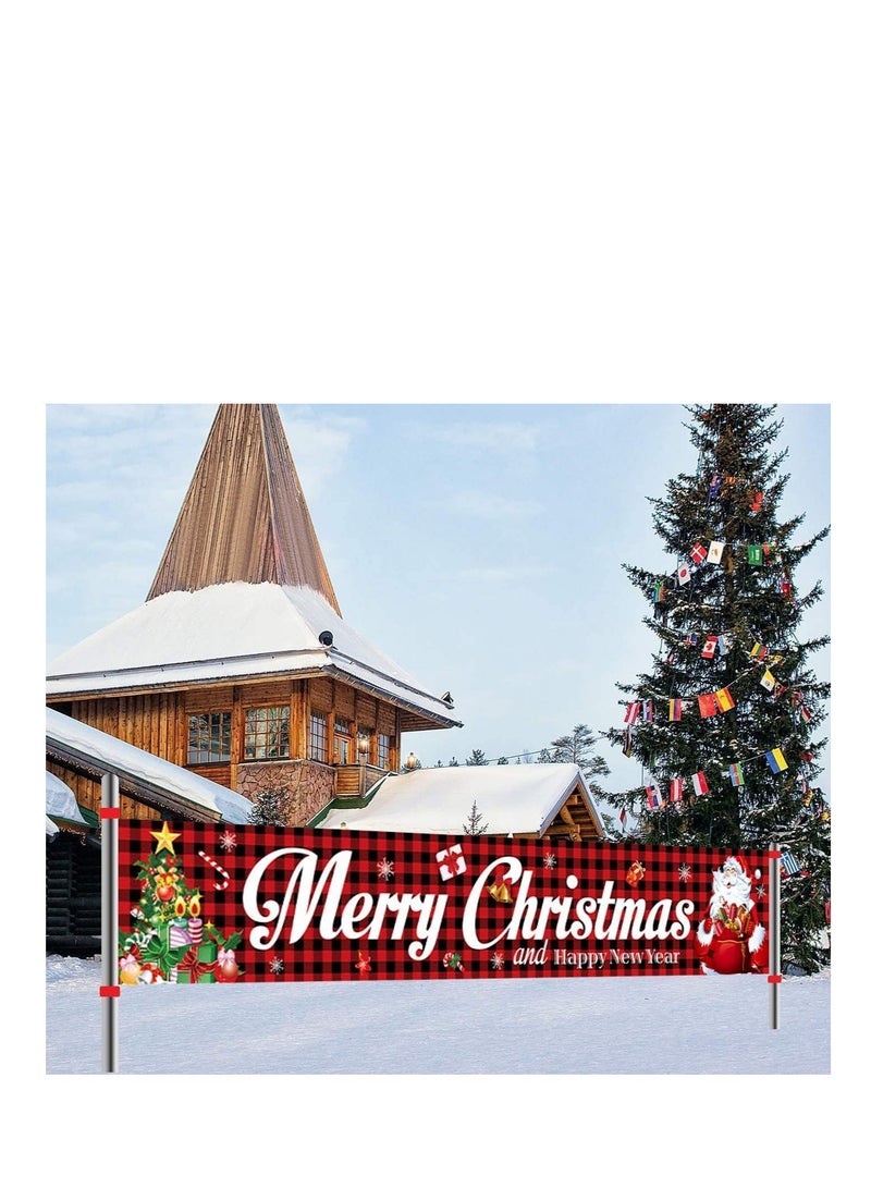 Large Merry Christmas Banner, Christmas Decorations Banners, Snowman Christmas Tree Hanging Huge Sign, Xmas Decoration Christmas Holiday Party Supplies for Outdoor,Indoor,Yard,Garden,Porch,Lawn (B)  - Image 1