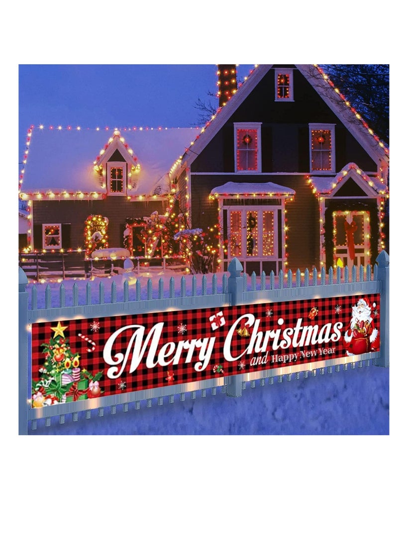 Large Merry Christmas Banner, Christmas Decorations Banners, Snowman Christmas Tree Hanging Huge Sign, Xmas Decoration Christmas Holiday Party Supplies for Outdoor,Indoor,Yard,Garden,Porch,Lawn (B)  - Image 4