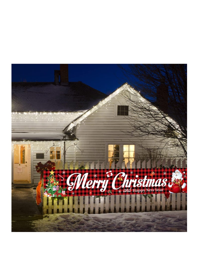 Large Merry Christmas Banner, Christmas Decorations Banners, Snowman Christmas Tree Hanging Huge Sign, Xmas Decoration Christmas Holiday Party Supplies for Outdoor,Indoor,Yard,Garden,Porch,Lawn (B)  - Image 3