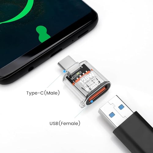 Tobo USB C Adapter (1 Packs), USB Type C Male to USB A 3.2 Female Converter, Thunderbolt 3 to USB Female OTG Adapter for Phone 16/15 Series, MaBook, Samung (Transparent, USB Type C) - Image 2