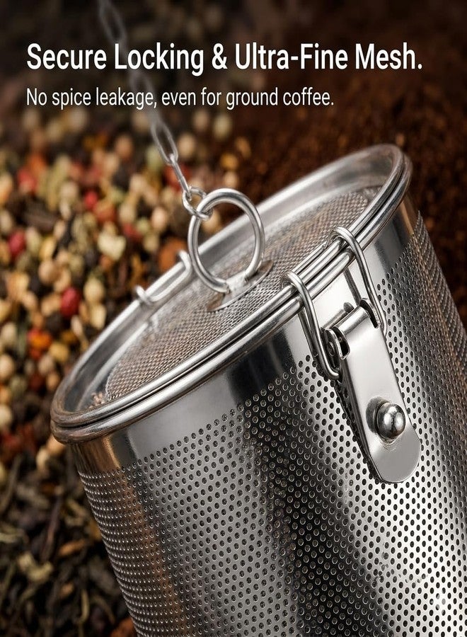 Hemoton Seasoning Strainer, Extra Large Spice Infuser for Cooking Soup, 5.9" Stainless Steel Mesh Tea Ball Strainer with Long Chain, Fine Seasoning Filter Basket for Brine, Herbs, Stews & Bulk Loose Leaf - Image 3