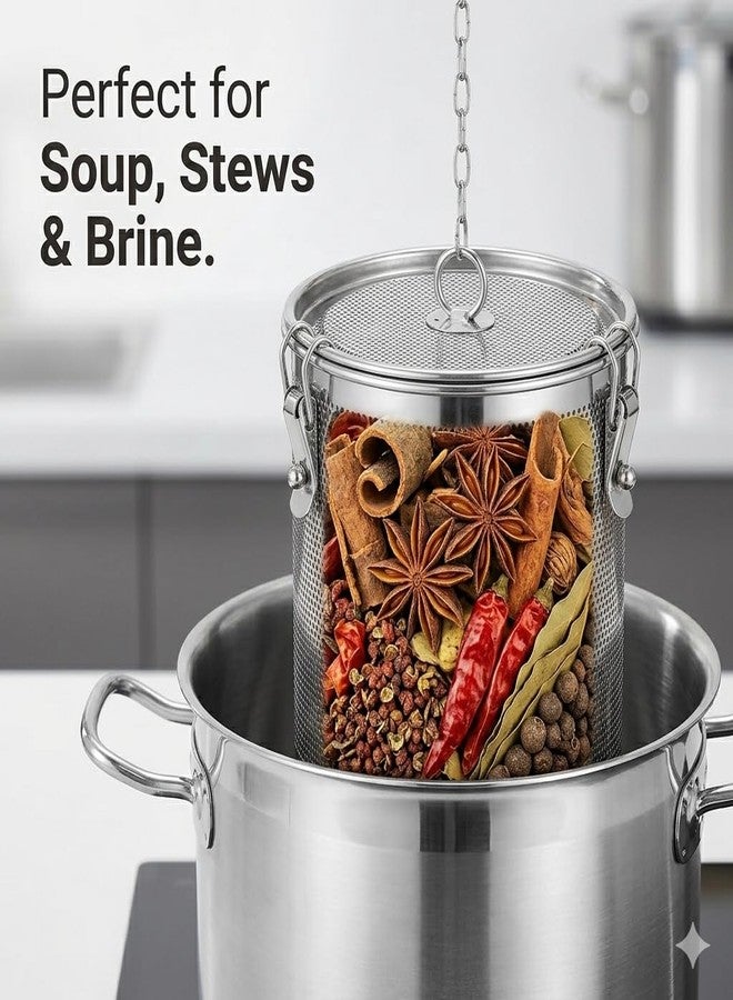 Hemoton Seasoning Strainer, Extra Large Spice Infuser for Cooking Soup, 5.9" Stainless Steel Mesh Tea Ball Strainer with Long Chain, Fine Seasoning Filter Basket for Brine, Herbs, Stews & Bulk Loose Leaf - Image 5