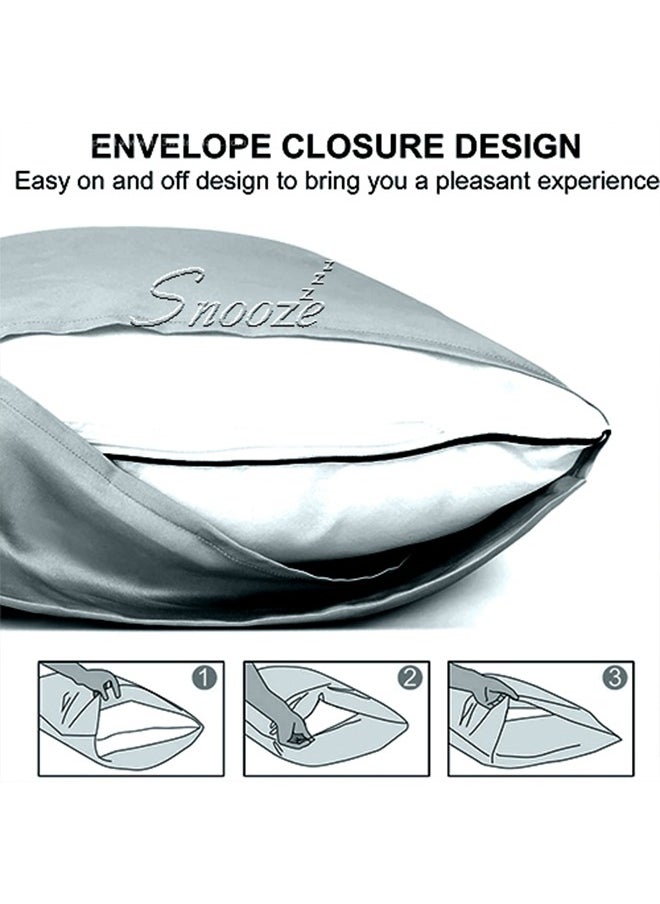 snooze - Snooze, Satin Pillowcase for Hair and Skin, 48*70 cm, Gray - Image 1