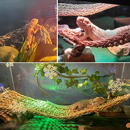 kathson Bearded Dragon HammockLarge Lizard LoungerReptile Tank Hanging Plants Climbing Jungle Vines Flexible Leaves Decorations for Lizards Chameleon Gecko Snakes3 PCS - Image 3