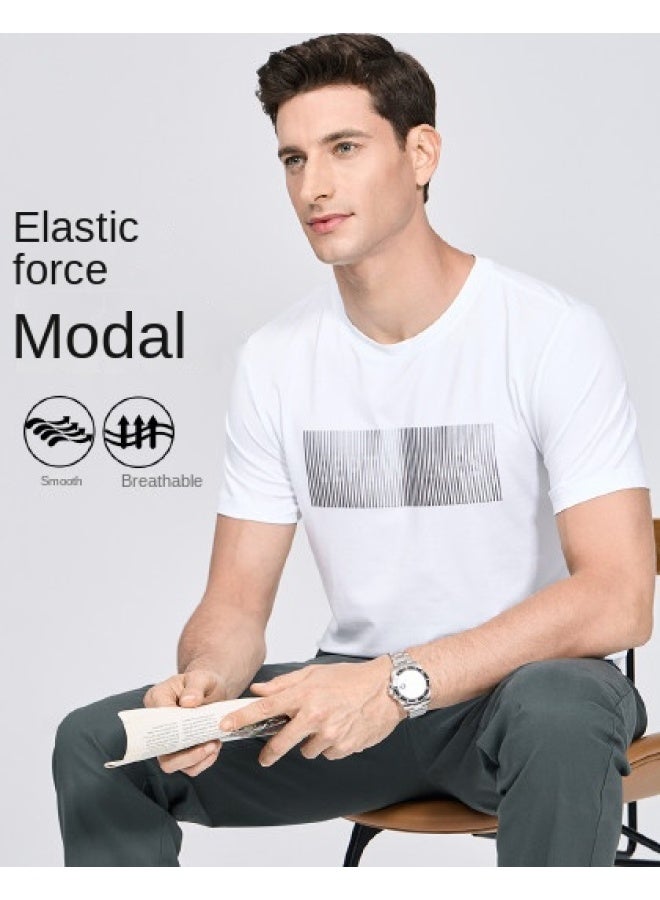 سيبتولفز 【elastic Cool Modal】 قميص رجالي صيفي عصري برقبة مستديرة وكم قصير قابل للتنفس وطباعة رقمية - Image 1