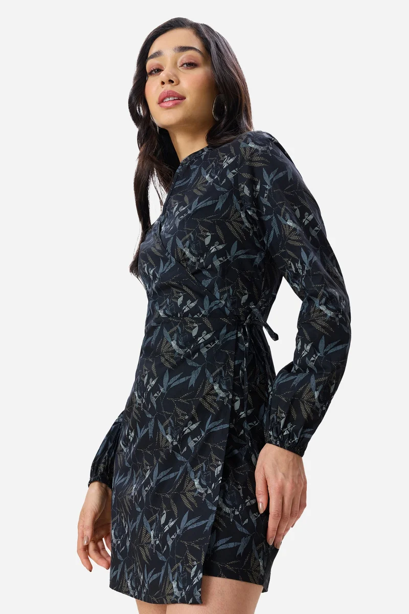 Virgio  Tropical Cotton Wrap Mini Dress for Women for Women | Best Price UAE