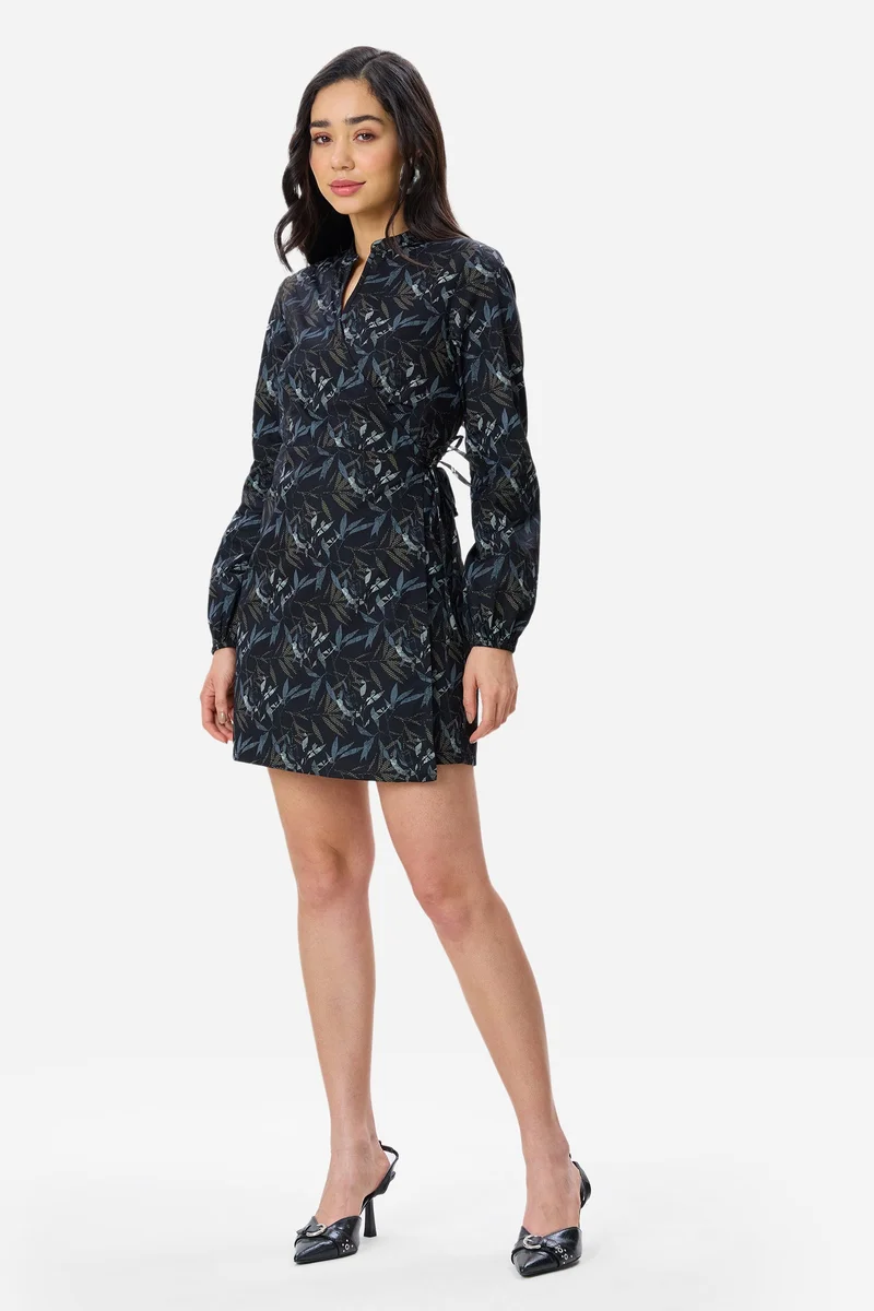 Virgio  Tropical Cotton Wrap Mini Dress for Women for Women | Best Price UAE