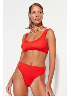 trendyol Red Thong High Waist High Leg Bikini Bottom  - Image 2