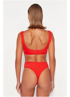 trendyol Red Thong High Waist High Leg Bikini Bottom  - Image 3
