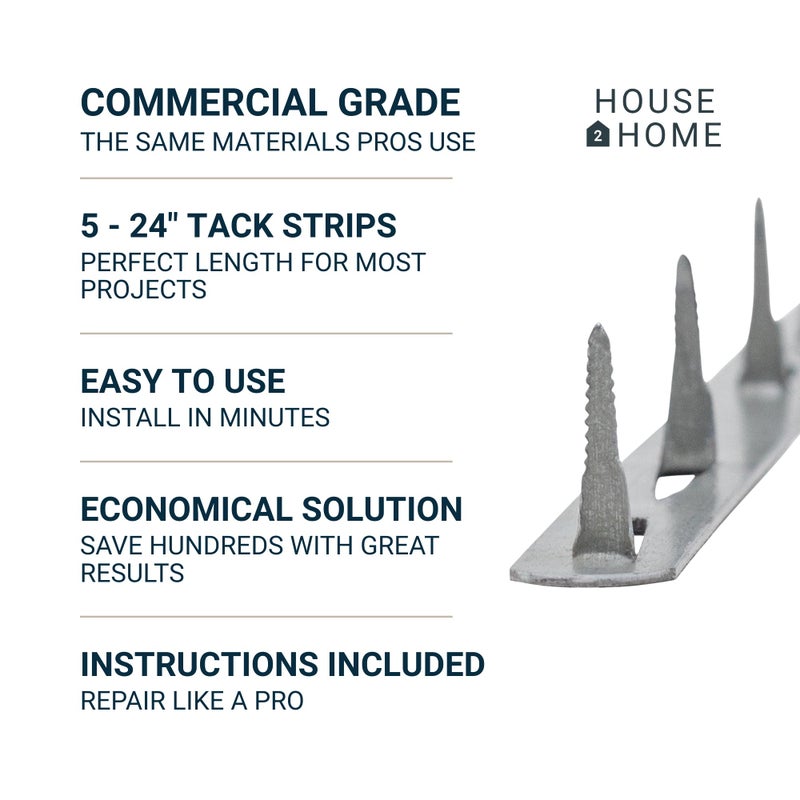 House2Home 24" Upholstery Metal Tack Strips, Fabric Reupholstery Supplies for Furniture, Couch, Chair, and Sofa, Includes Instructions, 5-Pack - Image 2
