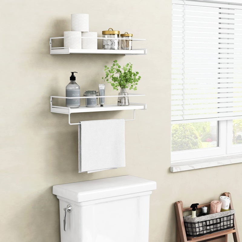 Forbena Bathroom Shelves for Wall Set of 2, White Nursery Floating Book Shelves for Kids Room, Small Wall Mount Bookshelf and Toy Storage Organizer for Baby Toddlers Teens Boys Girls Bedroom - Image 3