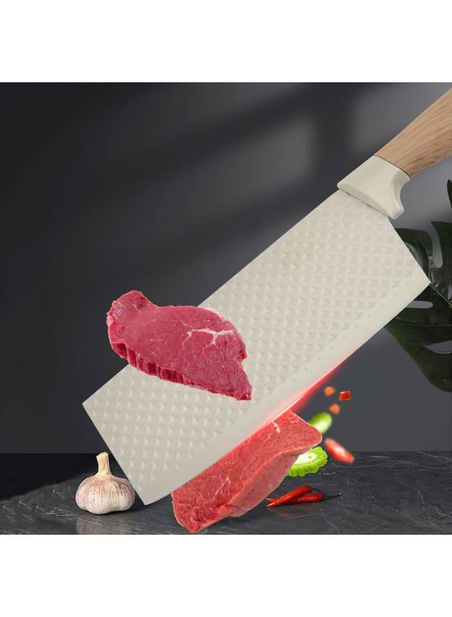6-Pieces Kitchen Knife Set,   Khaki Sharp Knife Block Sets for Kitchen, Non-stick Non-slip Stainless Steel Chef knives with Universal Block Suitable for Home Restaurant (Khaki) - Image 4