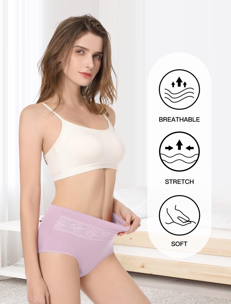 HAVVIS Women's Briefs Underwear Cotton High Waist Tummy Control Panties Rose Jacquard Ladies Panty Multipack (Brief 05-8 Pack - Assorted Colors, Large) - Image 4