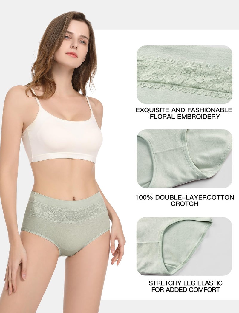 HAVVIS Women's Briefs Underwear Cotton High Waist Tummy Control Panties Rose Jacquard Ladies Panty Multipack (Brief 05-8 Pack - Assorted Colors, Large) - Image 5