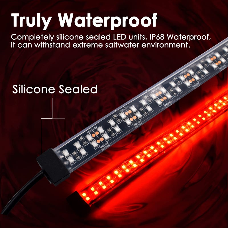 Acelane LED Boat Lights Navigation Light [84 LEDs Per Strip] Dual Row Marine Bow Light Sidelights 12V IP68 Waterproof for Pontoon Kayak Yacht Fishing Boat - 1 Pair, Red & Green - Image 2