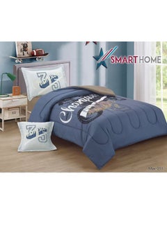 SMART HOME 4 Piece Reversible Plush Medium Quilted Kids Comforter Set Fitted Sheet 130X170cm Fits Single Bed for Boys and Girls Made of 100% Microfiber  - Image 1