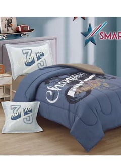 SMART HOME 4 Piece Reversible Plush Medium Quilted Kids Comforter Set Fitted Sheet 130X170cm Fits Single Bed for Boys and Girls Made of 100% Microfiber  - Image 2