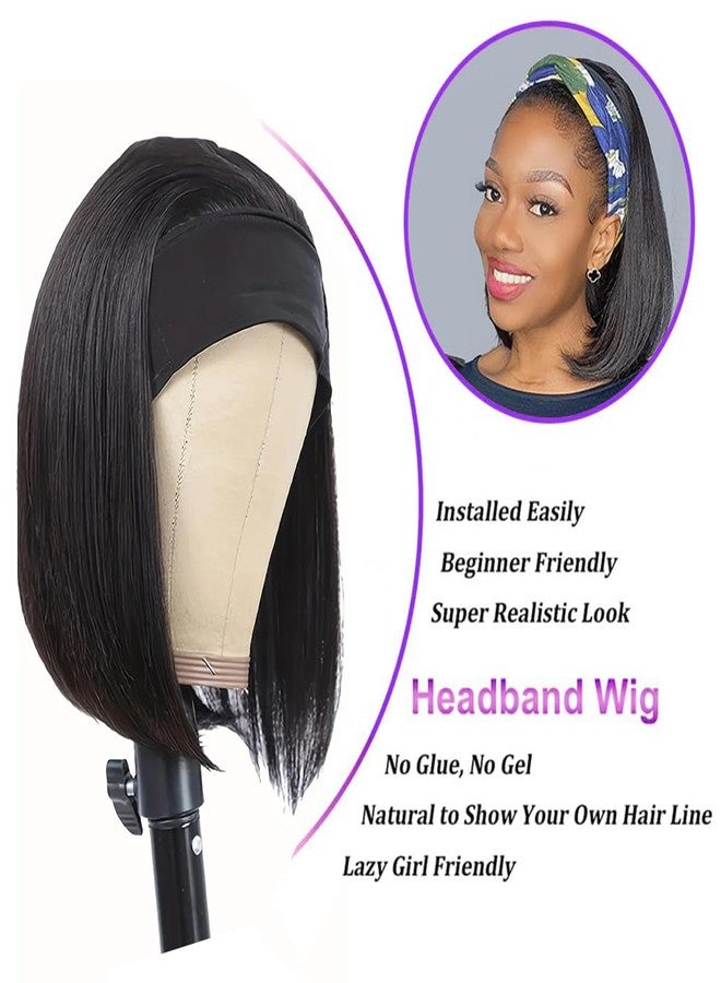 Feelgrace Short Bob Human Hair Wig - Headband Bob Wigs, 150% Density (8 Inch) - Image 2