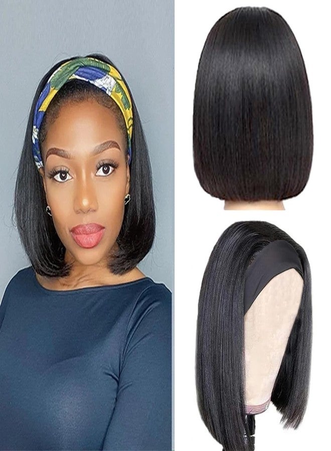 Feelgrace Short Bob Human Hair Wig - Headband Bob Wigs, 150% Density (8 Inch) - Image 1