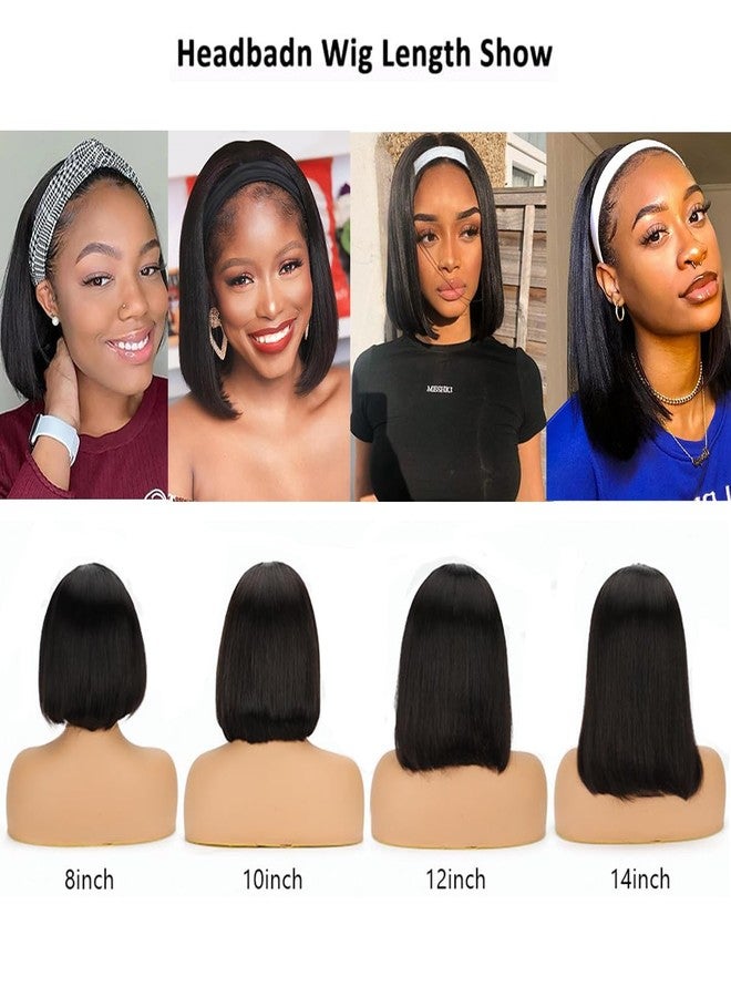 Feelgrace Short Bob Human Hair Wig - Headband Bob Wigs, 150% Density (8 Inch) - Image 5
