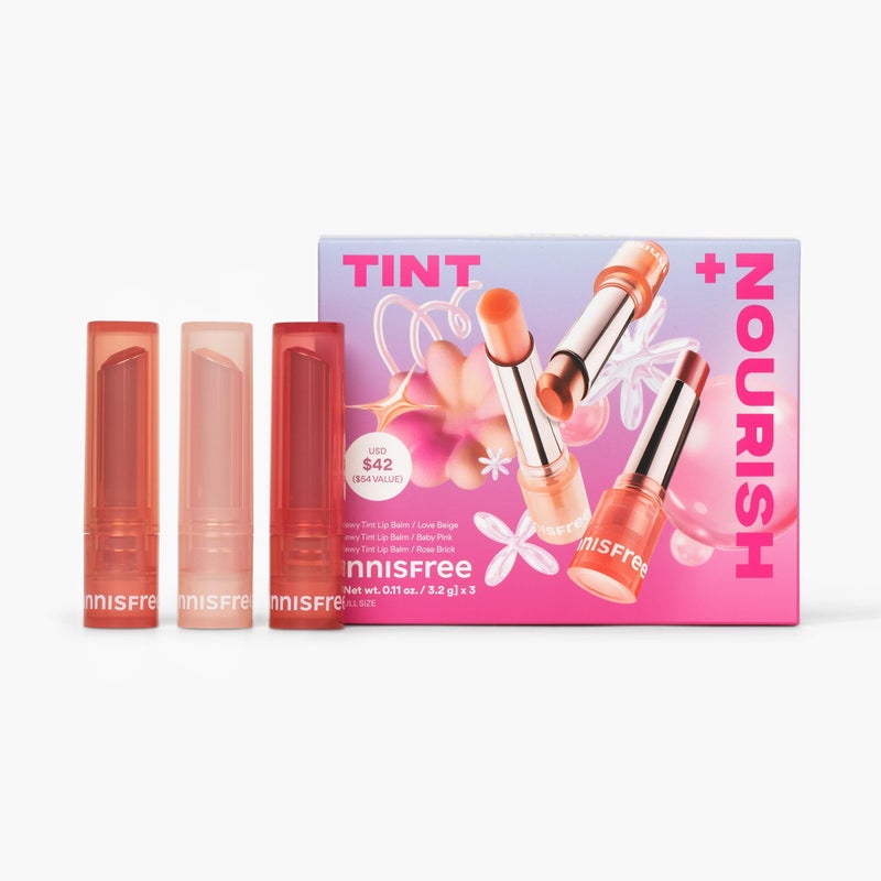 innisfree Tint Nourish Dewy Tint Lip Balm Trio Limited Edition Korean Beauty Lip Balm Trio for Tinted and Hydrated Lips - Image 2