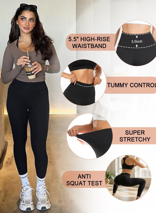 CTHH High Waisted Leggings for Women – Tummy Control Soft Workout Yoga Pants, Womens Black Leggings for Gym Running, 08-purple, L-XL - Image 5