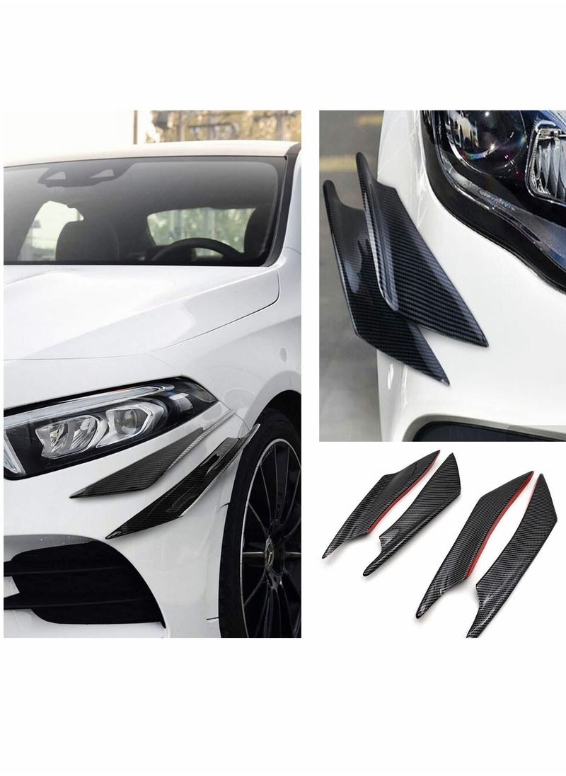 Y&D Car Front Bumper Spoiler, Universal Carbon Fiber Pattern Lip Fin Splitter, Spoiler Modified Decoration (2 Large and 2 Small)  - Image 2
