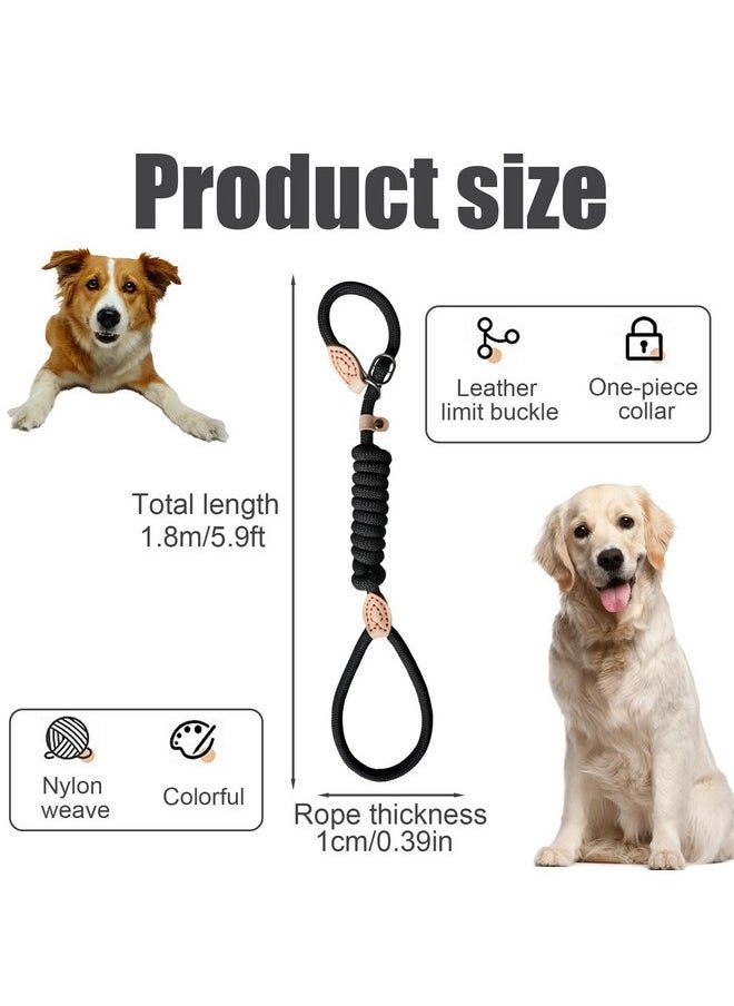 BangBoom - Dog Slip Leads 5.9ft Long Comfort Nylon Heavy Duty Dog Leash Durable Dog Leash with Adjustable Slipknot to Fit Medium or Large Dog Breeds Dog Rope Leash for Walking Mountain Climbing (Black, 1.8m) - Image 1