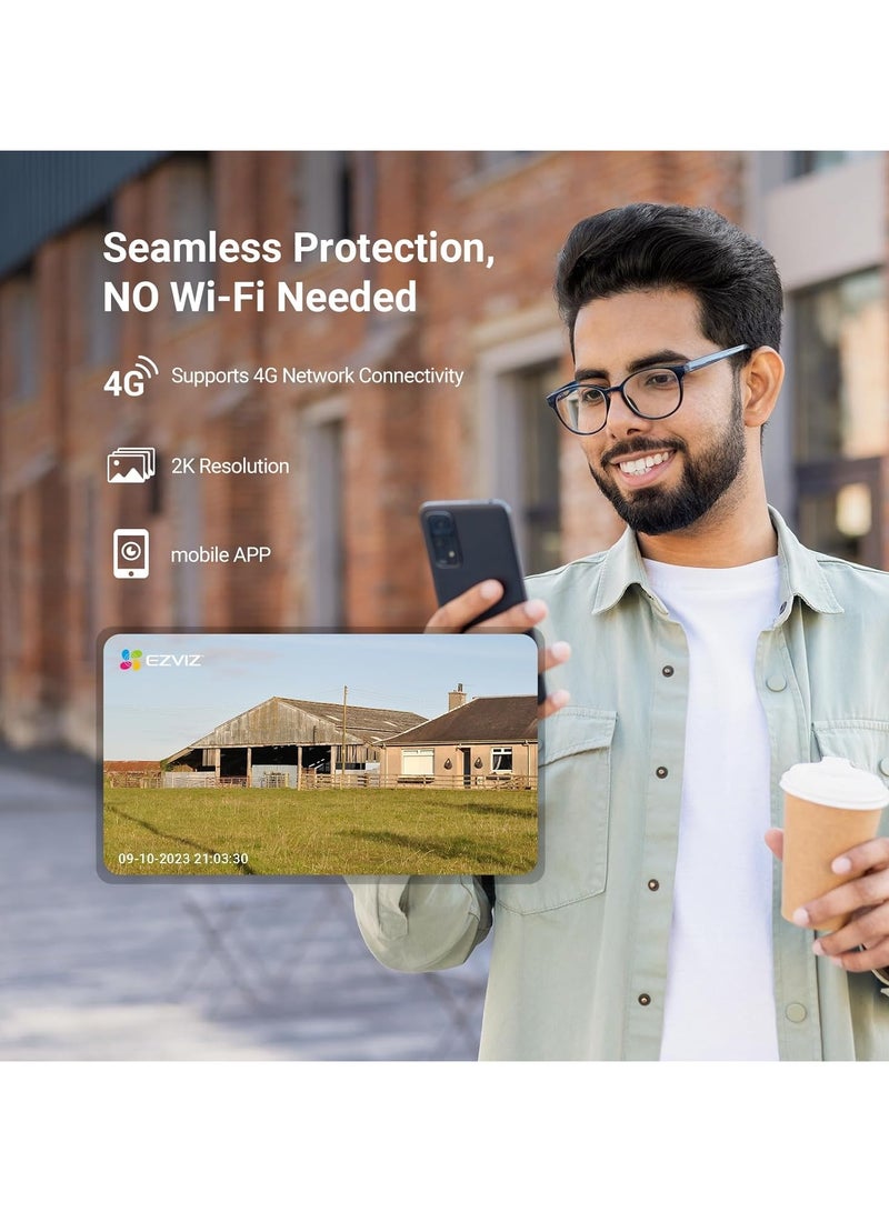 EZVIZ H8C 4G 2K Pan & Tilt 4G Camera with Auto-Tracking, 2 Way Talk, Color Night Vision, Active Defense with Siren & Strobe Light, Weatherproof, H.265 Video, Supports MicroSD Card, White - Image 3